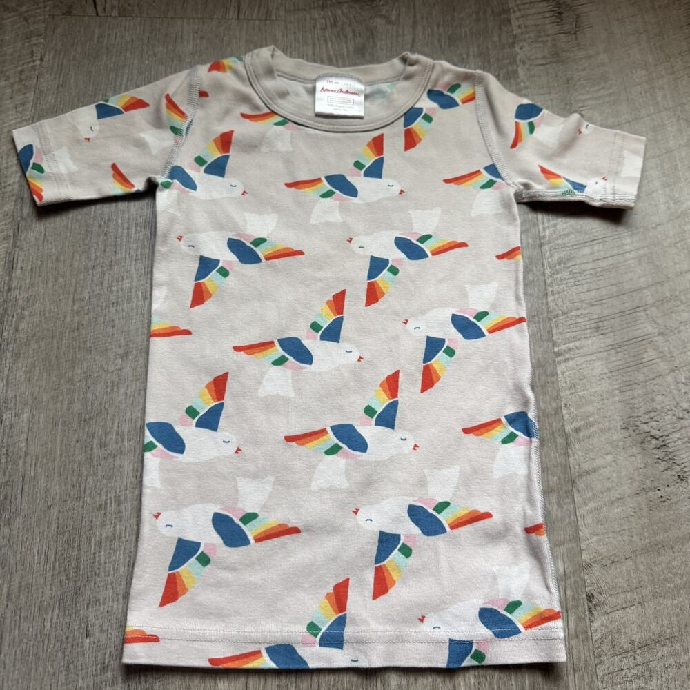 Hanna Andersson Girls 6-7 Rainbow Bird Organic Cotton Shirt Pajama Top Fairytale